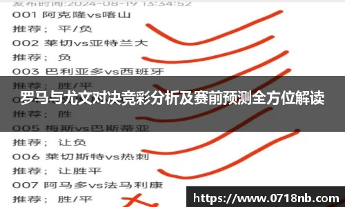 罗马与尤文对决竞彩分析及赛前预测全方位解读